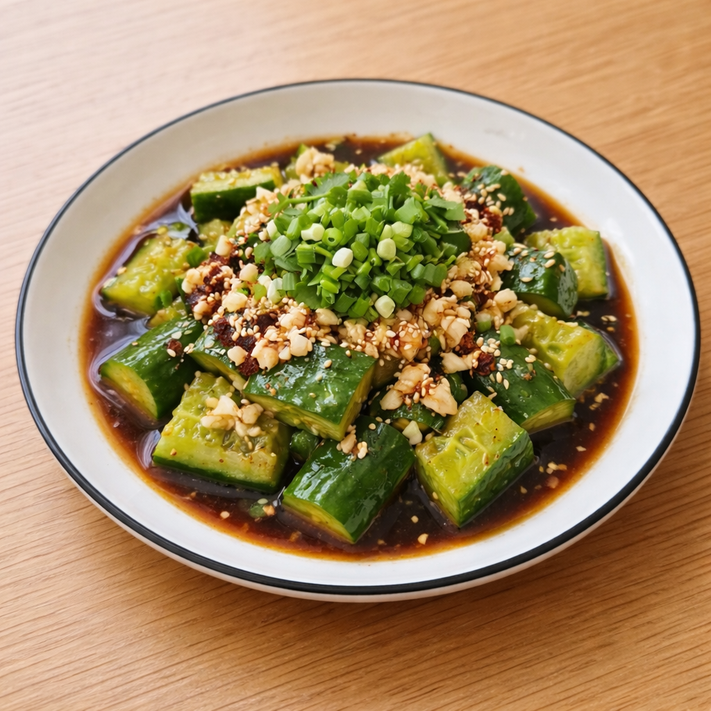 Cold Dish Recipes garlic cold smashed cucumber